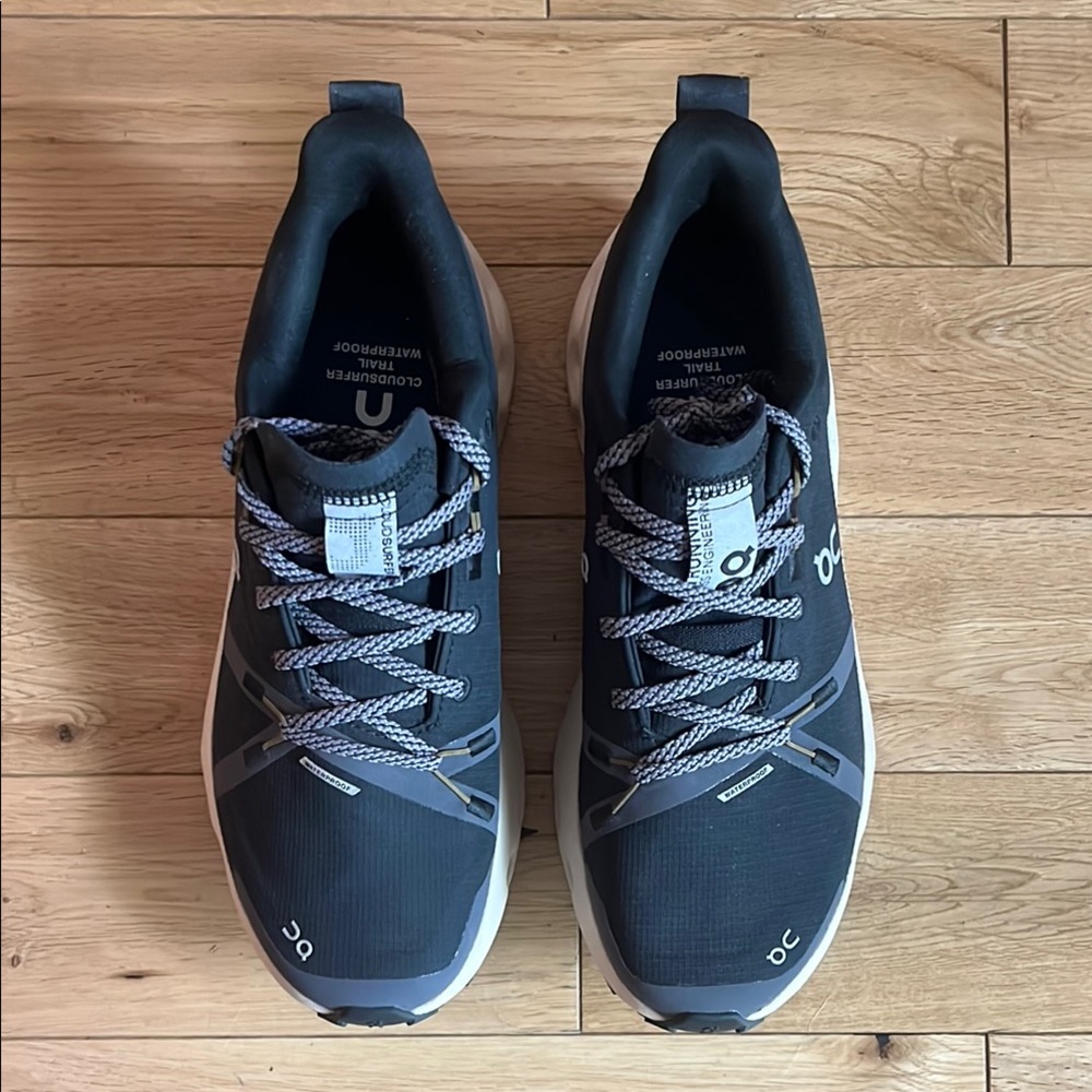 On Running Black and Blue Athletic Shoes with Modern Design